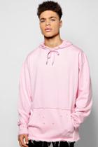 Boohoo Oversized Raw Edge Hoodie Pink