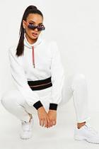 Boohoo Funnel Neck Cord Crop Sweat & Jogger Tracksuit