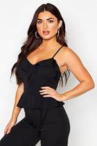 Boohoo Crepe Ruffle Wrap Cami Top