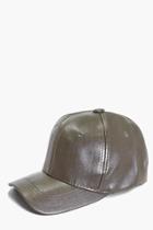 Boohoo Lacey Pu Baseball Cap Khaki