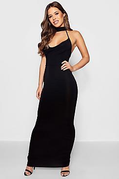 Boohoo Petite Dani Cowl Neck Collar Maxi Dress