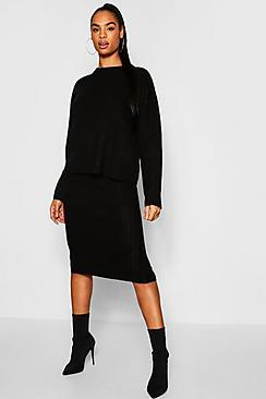 Boohoo Tall Rib Knit Skirt Co-ord
