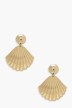 Boohoo Gold Shell Drop Earrings