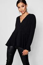 Boohoo Annie Woven Wrap Over Blouse