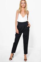 Boohoo Sofia Wrap Front Tie Waist Tailored Trousers Black