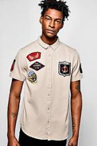 Boohoo Short Sleeved Badged Military Shirt