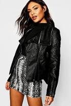Boohoo Leather Croc Embossed Pu Jacket