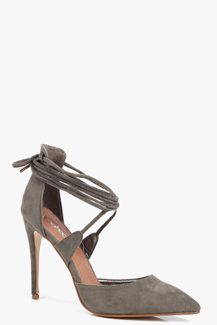 Boohoo Jessica Pointed Wrap Strap Court Khaki