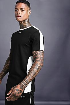 Boohoo Man Longline T-shirt With Contrast Panels