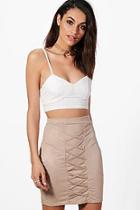 Boohoo Sia Suedette Lace Up Mini Skirt