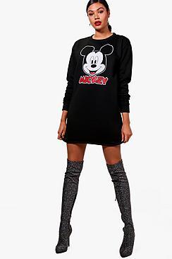 Boohoo Becca Disney Mickey Printed Sweat Dress