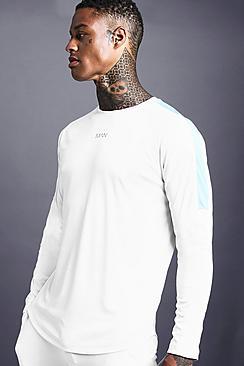 Boohoo Man Poly Long Sleeve T-shirt With Panel Detail