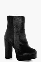 Boohoo Maisie Velvet Platform Ankle Boot