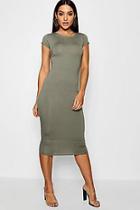 Boohoo Cap Sleeve Jersey Bodycon Midi Dress