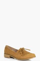 Boohoo Laura Fringe Detail Loafer Tan