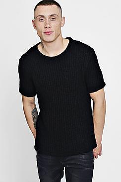 Boohoo Short Sleeve Chunky Rib Crew Sweater