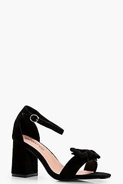 Boohoo Lyla Wide Fit Bow Detail Block Heels