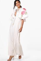 Boohoo Boutique Frey Embroidered Cape Maxi Dress Ivory