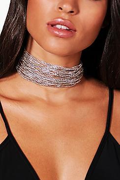 Boohoo Reanne Multi-layer Diamante Necklace