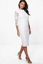 Boohoo Boutique Kiki Lace 3/4 Sleeve Midi Dress