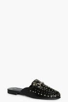 Boohoo Maisie Heavy Stud Loafer Mule Black