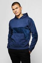 Boohoo Over The Head Hoodie With Velour Panels