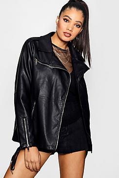 Boohoo Hannah Long Biker Jacket