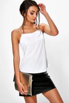 Boohoo Tall Ruby Elastic Strap Texture Cami White