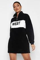 Boohoo West Zip High Neck Borg Sweat Dress