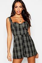 Boohoo Tartan Check Moulded Cup Sweetheart Playsuit