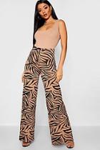 Boohoo Zebra Print Wide Leg Trousers