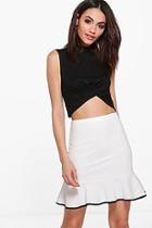 Boohoo Aya Drop Ruffle Hem Contrast Mini Skirt
