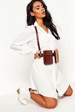 Boohoo Croc Pocket Utility Belt Bag
