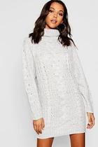 Boohoo Cable Knit Roll Neck Jumper Dress