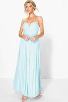 Boohoo Boutique Sia Mesh Rouched Plunge  Maxi Dress Mint