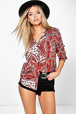 Boohoo Vicky Paisley Woven Shirt