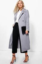 Boohoo Amy Double Breasted Wool Look Robe Duster