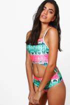 Boohoo Cancun Snake Cut Out Tie Waist Bathing Suit Multi