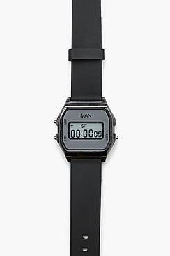 Boohoo Digital Gunmetal Face Watch