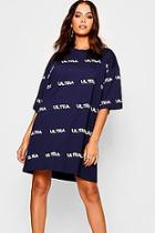 Boohoo Ultra Repeat Print Oversized T-shirt Dress