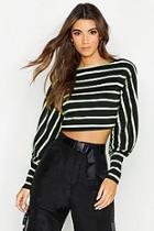 Boohoo Neon Stripe Off The Shoulder Sweat