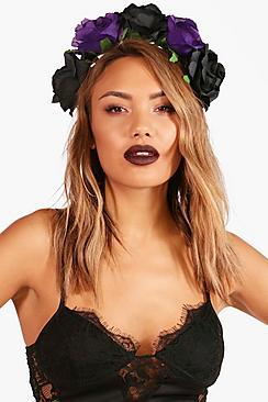 Boohoo Halloween Anna Mixed Dark Floral Headband