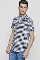Boohoo Slim Checkerboard Short Sleeve Shirt
