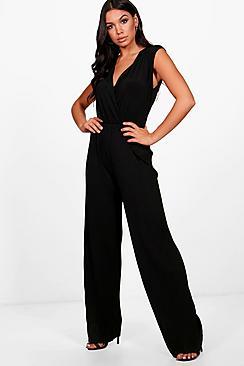 Boohoo Rachel Pleated Plunge Jumpsuit