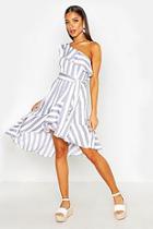Boohoo Textured Stripe Ruffle Hem Midi Dress