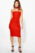 Boohoo Emilia Choker Bandeau Midi Dress Rust