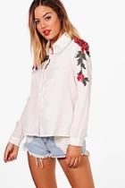 Boohoo Petite Alana Applique Floral Shirt