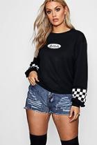 Boohoo Plus Ellie Sports Check Sweat Crop Top