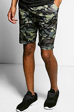 Boohoo Camo Print Mesh Shorts