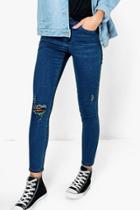 Boohoo Petite Ellie Destroyed Knee Skinny Jean Indigo